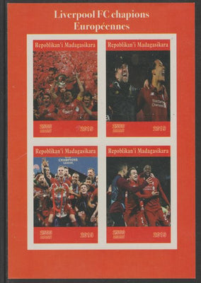 Madagascar 2019 Liverpool European Football Champions imperf sheet containing 4 values unmounted mint.