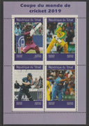 Chad 2019 Cricket World Cup perf sheet containing 4 values unmounted mint.