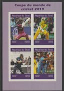Chad 2019 Cricket World Cup imperf sheet containing 4 values unmounted mint.