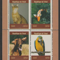 Chad 2019 Pets (Birds, Cats, Dogs) perf sheet containing 4 values unmounted mint.