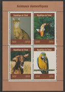 Chad 2019 Pets (Birds, Cats, Dogs) perf sheet containing 4 values unmounted mint.