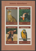 Chad 2019 Pets (Birds, Cats, Dogs) imperf sheet containing 4 values unmounted mint.