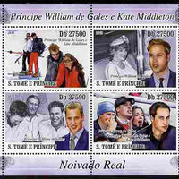 St Thomas & Prince Islands 2011 Royal Engagement - William & Kate perf sheetlet containing 4 values unmounted mint