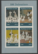 Chad 2019 101 Dalmations imperf sheet containing 4 values unmounted mint.