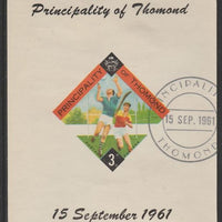Thomond 1961 Hurling 3d (Diamond-shaped) imperf m/sheet fine used with cds cancel for first day of issue