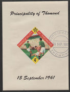 Thomond 1961 Football 4d (Diamond-shaped) imperf m/sheet fine used with cds cancel for first day of issue
