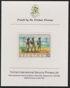 Lesotho 1982 75th Anniversary of Scouting- 30s Scouts Hiking,imperf mounted on Format International Proof Card, as SG475