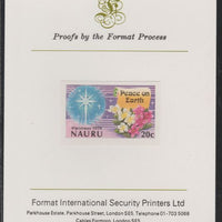 Nauru 1979 Christmas 20c Peace on Earth,imperf mounted on Format International Proof Card, as SG218