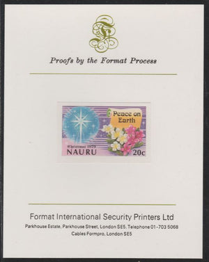 Nauru 1979 Christmas 20c Peace on Earth,imperf mounted on Format International Proof Card, as SG218