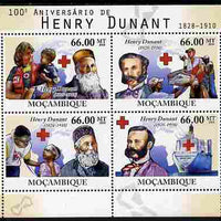 Mozambique 2010 Death Centenary of Henry Dunant perf sheetlet containing 4 values unmounted mint
