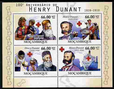 Mozambique 2010 Death Centenary of Henry Dunant perf sheetlet containing 4 values unmounted mint