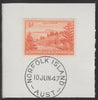 Norfolk Island 1947 Ball Bay 1/2d (SG 1) on piece with full strike of Madame Joseph forged postmark type 306