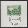 Norfolk Island 1947 Ball Bay 1.5d (SG 3) on piece with full strike of Madame Joseph forged postmark type 306