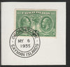 Cayman Islands 1932 Centenary 1/2d green (SG85) on piece with full strike of Madame Joseph forged postmark type 114