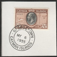 Cayman Islands 1935 KG5 Pictorial 1/4d Map (SG96) on piece with full strike of Madame Joseph forged postmark type 114