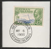 Cayman Islands 1935 KG5 Pictorial 1/2d Cat Boat (SG97) on piece with full strike of Madame Joseph forged postmark type 114