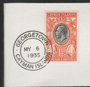 Cayman Islands 1935 KG5 Pictorial 1.5d Conch Shell (SG99) on piece with full strike of Madame Joseph forged postmark type 114