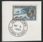 Cayman Islands 1935 KG5 Pictorial 2.5d Hawksbill Turtles (SG101) on piece with full strike of Madame Joseph forged postmark type 114