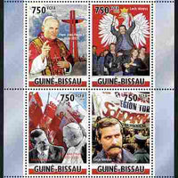 Guinea - Bissau 2010,30th Anniversary of Polish Solidarity Movement - Pope & Lech Walesa perf sheetlet containing 4 values unmounted mint