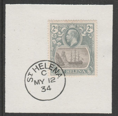 St Helena 1922-37 KG5 Badge Issue 2d (SG100) on piece with full strike of Madame Joseph forged postmark type 340