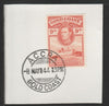 Gold Coast 1938-43 KG6 Christiansborg Castle 9d (SG127) on piece with full strike of Madame Joseph forged postmark type 198