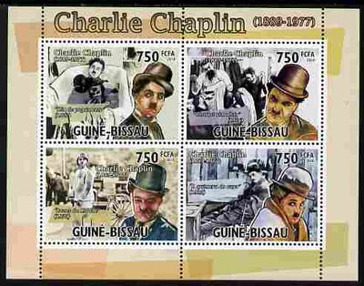 Guinea - Bissau 2010 Charlie Chaplin perf sheetlet containing 4 values unmounted mint
