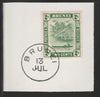 Brunei 1924 River Scene 2c green (SG62) on piece with full strike of Madame Joseph forged postmark type 104