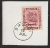 Brunei 1924 River Scene 4c maroom (SG64) on piece with full strike of Madame Joseph forged postmark type 104