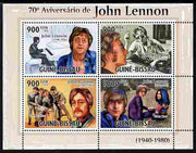 Guinea - Bissau 2010,70th Birth Anniversary of John Lennon perf sheetlet containing 4 values unmounted mint