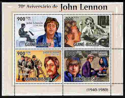 Guinea - Bissau 2010,70th Birth Anniversary of John Lennon perf sheetlet containing 4 values unmounted mint