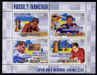 Guinea - Bissau 2010 Chess - Vassily Ivanchuk perf sheetlet containing 4 values unmounted mint