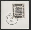Brunei 1947 River Scene 50c black (SG89) on piece with full strike of Madame Joseph forged postmark type 104