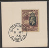 Gambia 1922-29 KG5 Elephant & Palms 7.5d on piece with full strike of Madame Joseph forged postmark type 172