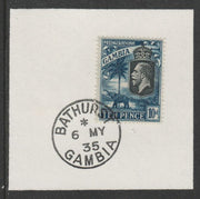 Gambia 1922-29 KG5 Elephant & Palms 10d (SG133) on piece with full strike of Madame Joseph forged postmark type 172