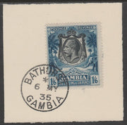 Gambia 1922-29 KG5 Elephant & Palms 1s6d (SG135) on piece with full strike of Madame Joseph forged postmark type 172