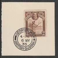 British Guiana 1931 KG5 Centenary 2c brown (SG284) on piece with full strike of Madame Joseph forged postmark type 69