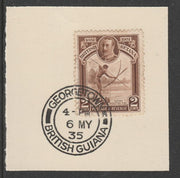 British Guiana 1931 KG5 Centenary 2c brown (SG284) on piece with full strike of Madame Joseph forged postmark type 69