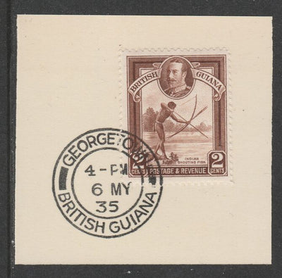 British Guiana 1934-51 KG5 Pictorial 2c red-brown (SG289) on piece with full strike of Madame Joseph forged postmark type 69