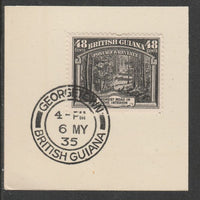 British Guiana 1934-511 KG5 Pictorial 48c black (SG295) on piece with full strike of Madame Joseph forged postmark type 69