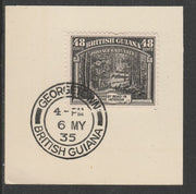 British Guiana 1934-511 KG5 Pictorial 48c black (SG295) on piece with full strike of Madame Joseph forged postmark type 69
