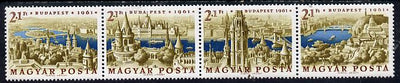 Hungary 1961 Stamp Day & Budapest Stamp Exhibition se-tenant perf strip of 4, Mi 1789-92