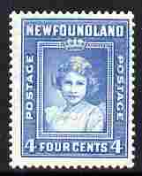 Newfoundland 1938 KG6 Princess Elizabeth 4c blue (comb perf 13.5) mounted mint SG 270