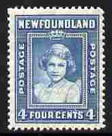 Newfoundland 1941-44 KG6 Princess Elizabeth 4c blue (line perf 12.5) mounted mint SG 279
