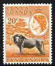 Kenya, Uganda & Tanganyika 1954-59 Lion 20c unmounted mint SG 170