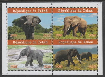 Chad 2020 Elephants perf sheetlet containing 4 values unmounted mint. Note this item is privately produced and is offered purely on its thematic appeal, it has no postal validity