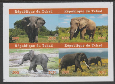 Chad 2020 Elephants imperf sheetlet containing 4 values unmounted mint. Note this item is privately produced and is offered purely on its thematic appeal, it has no postal validity