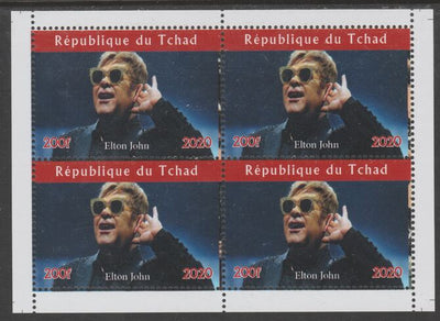 Chad 2020 Elton John perf sheetlet containing 4 values unmounted mint. Note this item is privately produced and is offered purely on its thematic appeal, it has no postal validity