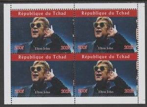 Chad 2020 Elton John perf sheetlet containing 4 values unmounted mint. Note this item is privately produced and is offered purely on its thematic appeal, it has no postal validity