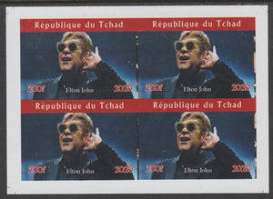 Chad 2020 Elton John imperf sheetlet containing 4 values unmounted mint. Note this item is privately produced and is offered purely on its thematic appeal, it has no postal validity