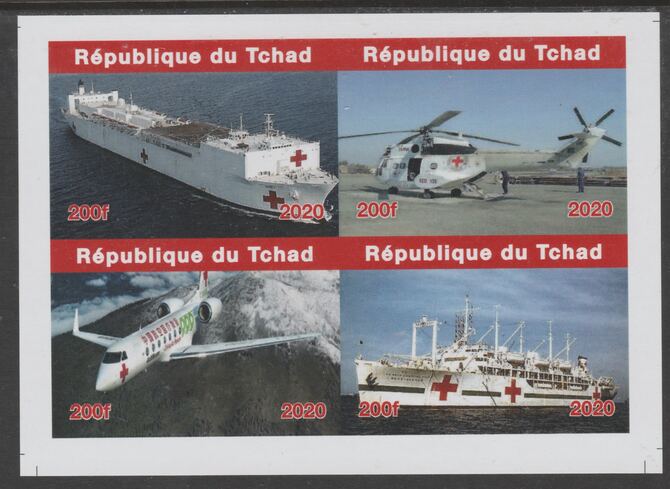 Chad 2020 Red Cross Transport imperf sheetlet containing 4 values unmounted mint. Note this item is privately produced and is offered purely on its thematic appeal, it has no postal validity